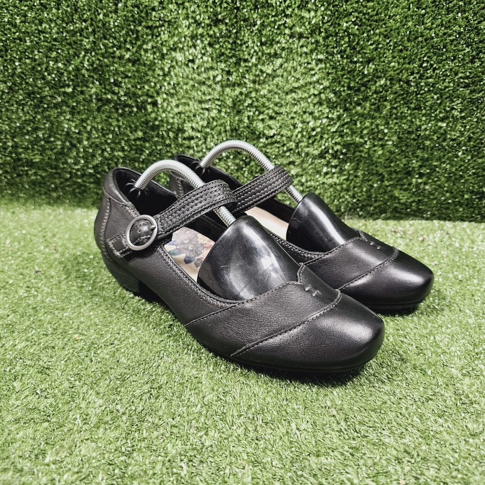 Taos Shoes Virtue Black Leather Mary Jane Low Heel Comfort Pumps Womens 7.5